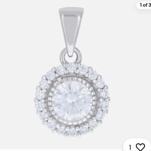 🆕️💎 Simulated Diamond Halo Pendant in Sterling Silver 4.25 ctw💎🍻